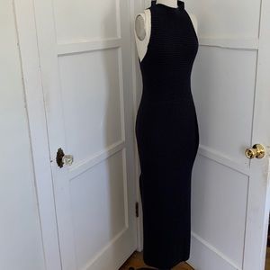 $247 NEW N:PHILANTHROPY Navy Knit Maxi Dress Ribbed Side Slit Fits Small